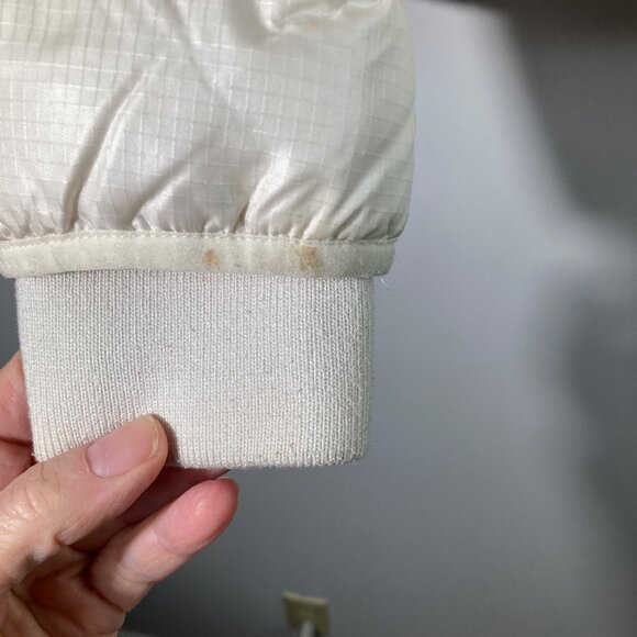 Womens J Crew Down Filled Puffer Jacket Cream Zip Up L Flaw - Picture 7 of 13